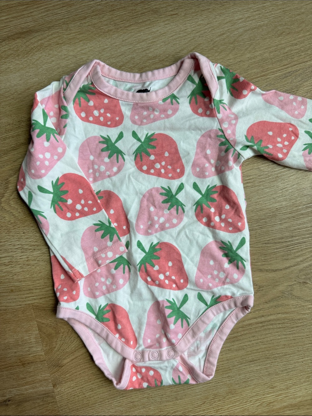 Pink Strawberry Print One-Piece Bodysuit - Kids